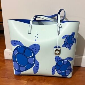 Kate Spade Light Blue Tote with Turtle Design